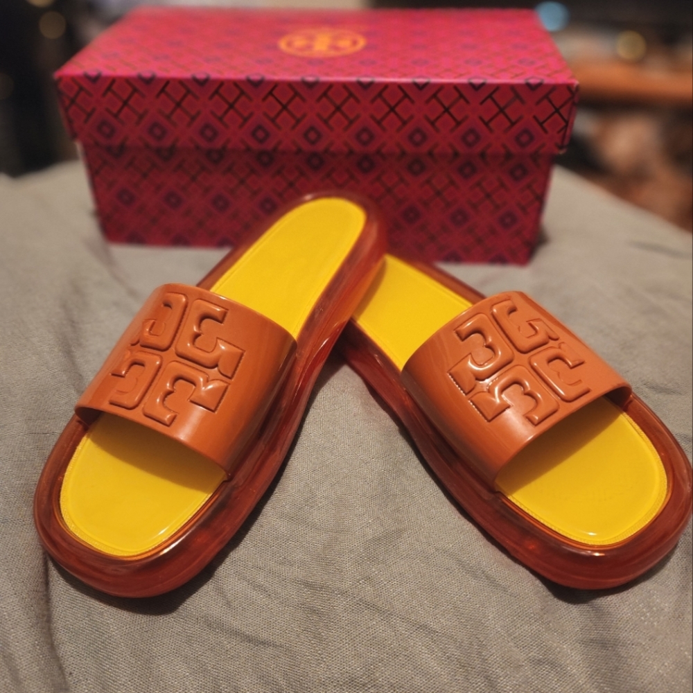 Tory Burch Orange Bubble Jelly sandals